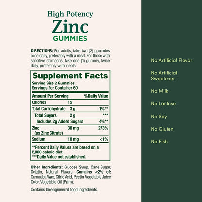 Nature's Bounty Gomitas de zinc, 30 mg, sabor a bayas mixtas, 120 unidades