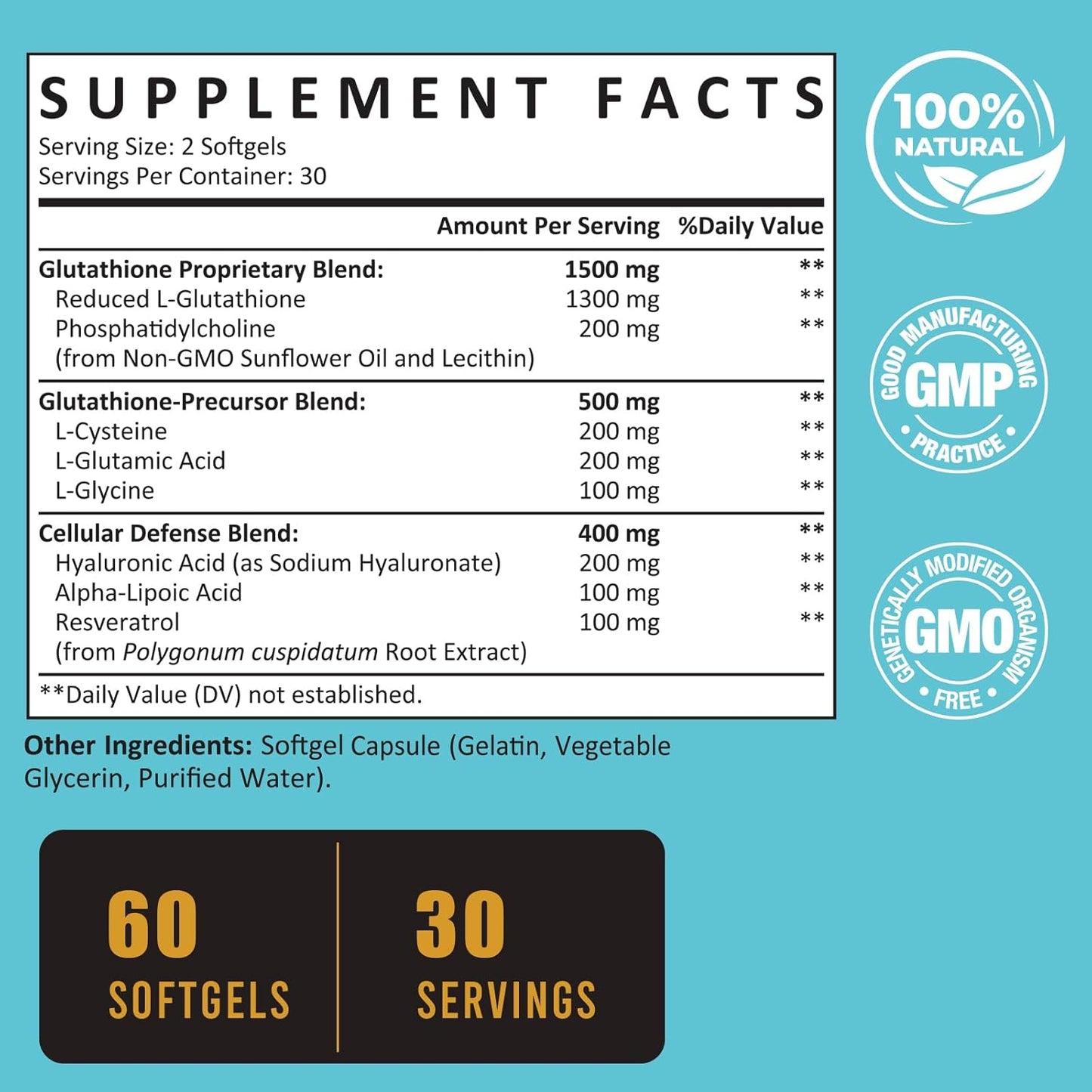 Zeylamum Liposomal Gluthatione 2400 mg 60 Softgels