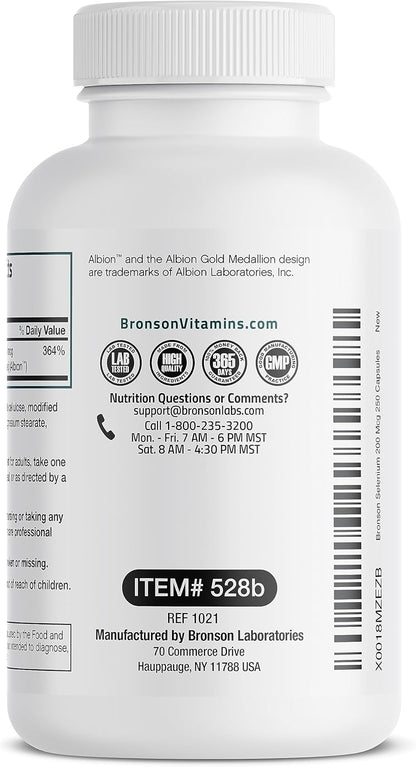 Bronson- Selenium 200mcg, 250 capsulas vegetarianas