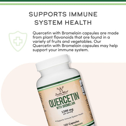 Double Wood - Quercetina con bromelina 1200mg, 120 capsulas
