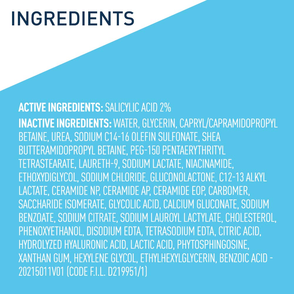 CeraVe Limpiador para tratamiento de psoriasis | Con ácido salicílico para aliviar la picazón de la piel seca y ácido láctico para exfoliación | Sin fragancia y probado para alergias | 237m;