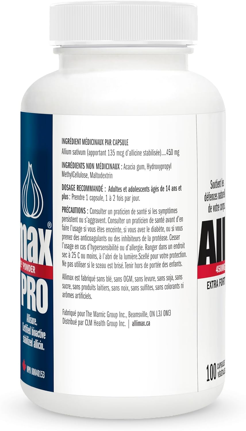 Allimax Pro Practitioner Strength 450 mg de alicina de ajo, 100 cápsulas vegetarianas