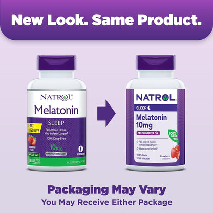 Natrol Melatonina 10mg Fast Dissolve 100 tabletas sabor a fresa