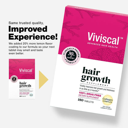 Viviscal Suplementos para el crecimiento del cabello para mujeres, 180 Tabletas