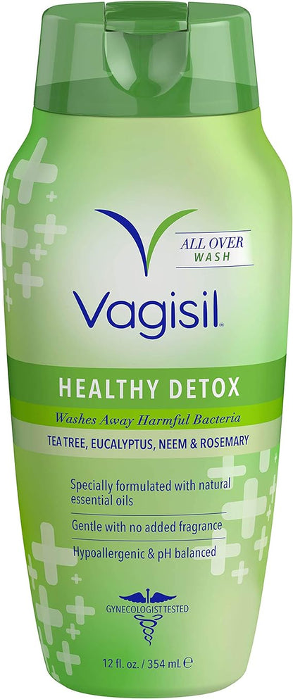 Vagisil DETOX SALUDABLE En todo el lavado corporal para mujeres, ginecólogo, probado, hipoalergénico y pH equilibrado, 12 onza