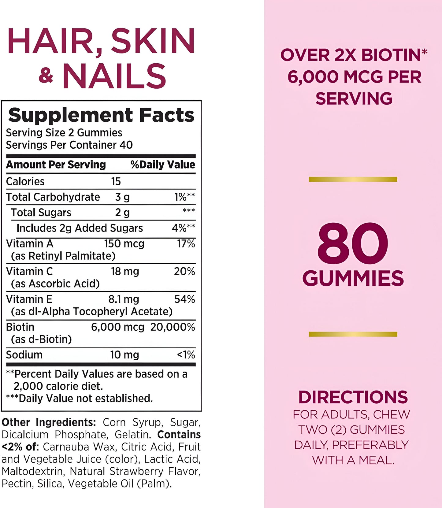 Hair, Skin & Nails con Biotin 2500 mcg , Gummies Nature´s Bounty