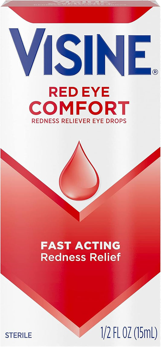 Visine Red Eye Comfort - Gotas para aliviar el enrojecimiento para ayudar a aliviar los ojos rojos debido a irritaciones menores en los ojos rápidamente, tetrahidrozolina HCl, 0.5 onzas líquidas