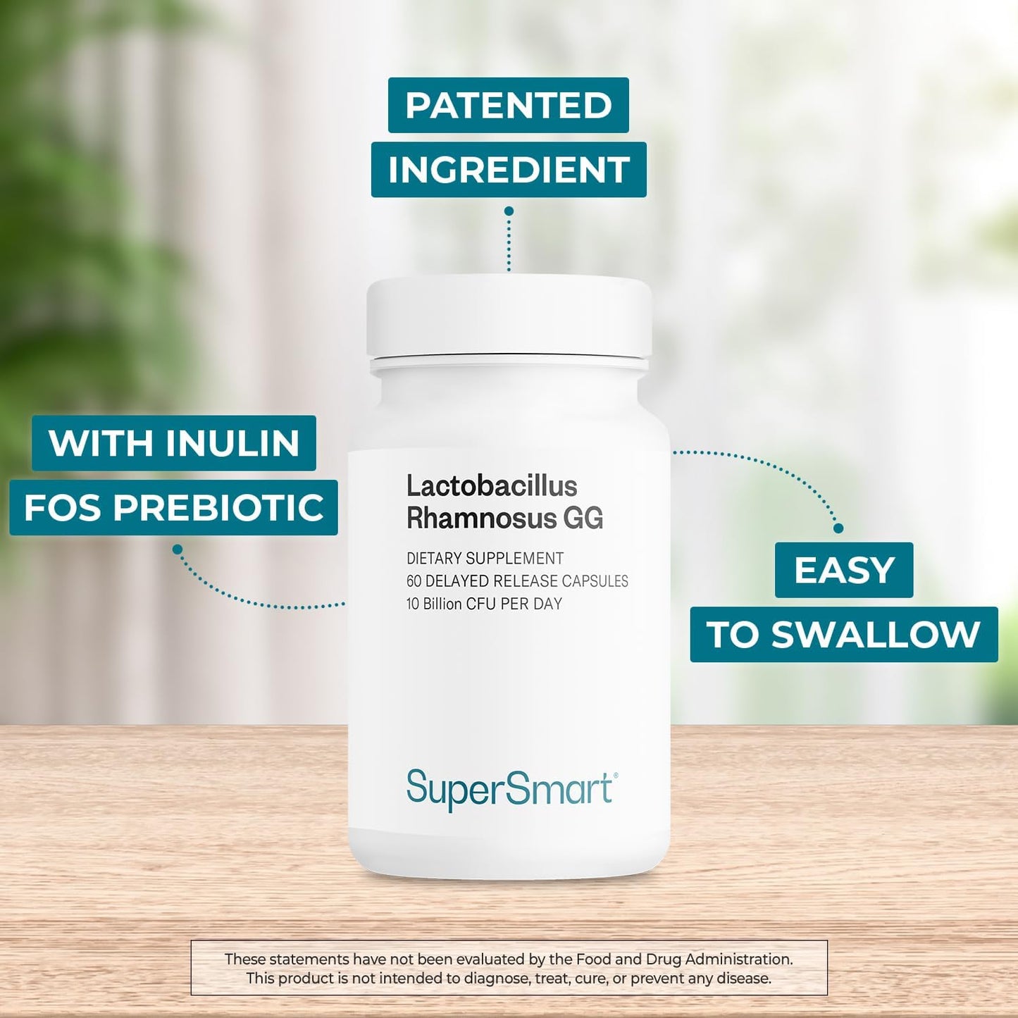 Super Smart - Lactobacillus Rhamnosus GG 10 Billion, 60 capsulas
