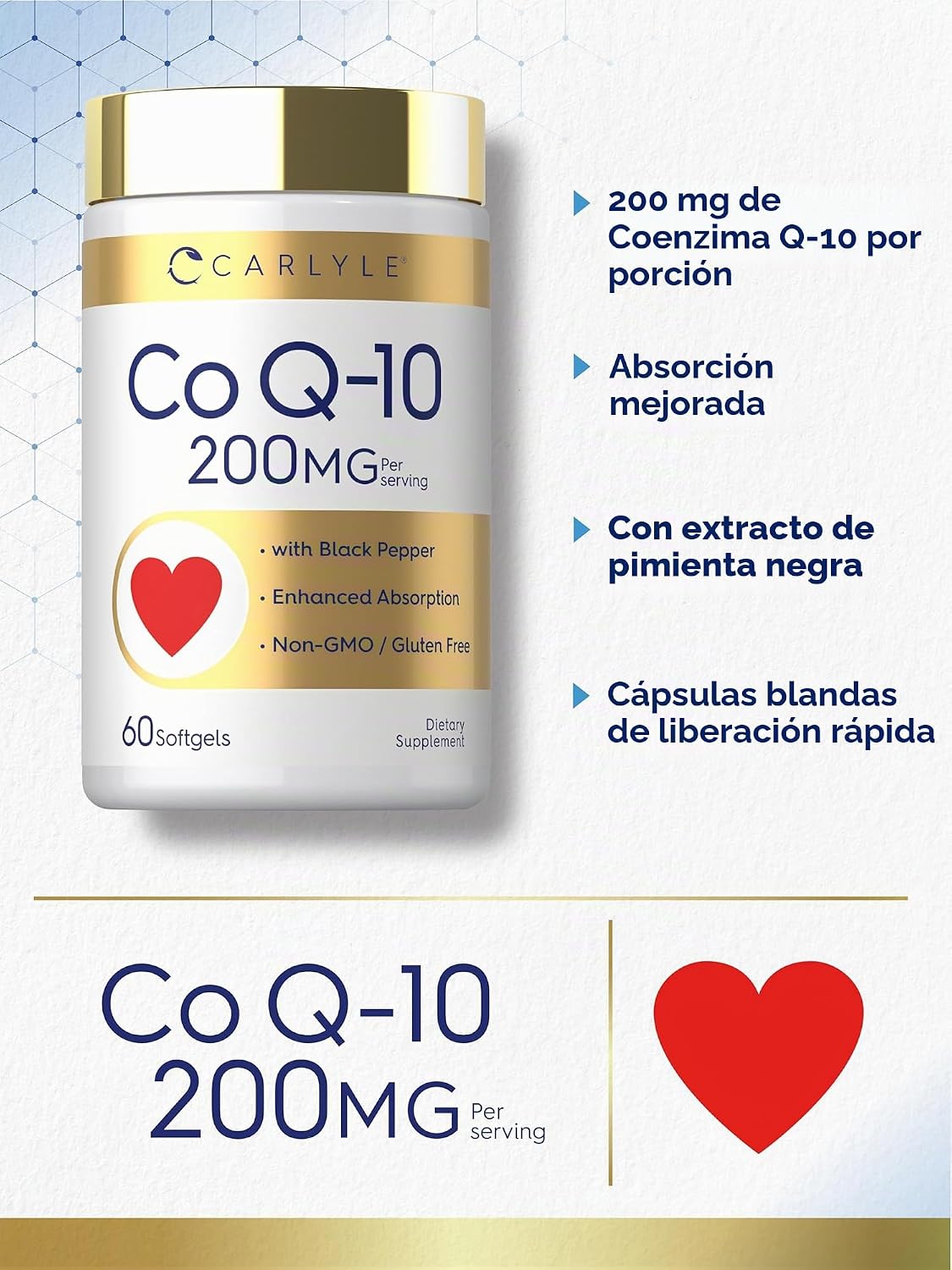 Carlyle CoQ10 de 200 mg | 60 Softgels