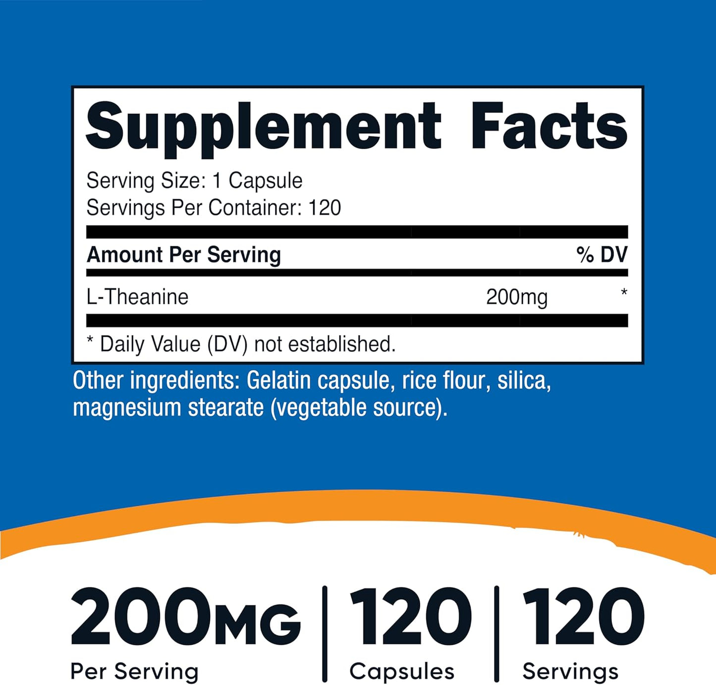 Nutricost L-theanina 200 mg, 120 Cápsulas