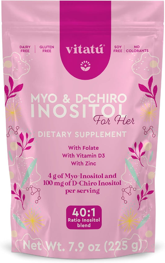 Vitatú Myo Inositol (4g) & D-Chiro Inositol (1g) Ideal Mix 40:1  para 45 Dias con acido Folico y  Vitamin D3 + Zinc,  225 g