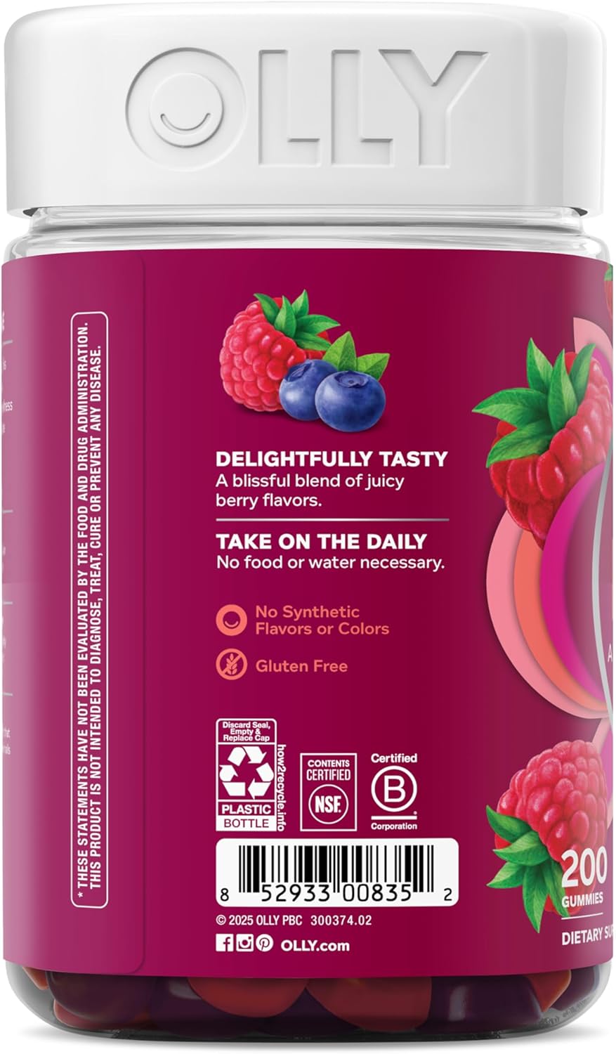 OLLY Women's Multi Vitamin Gummies with Biotin, Blissful Berry (200 ct.)