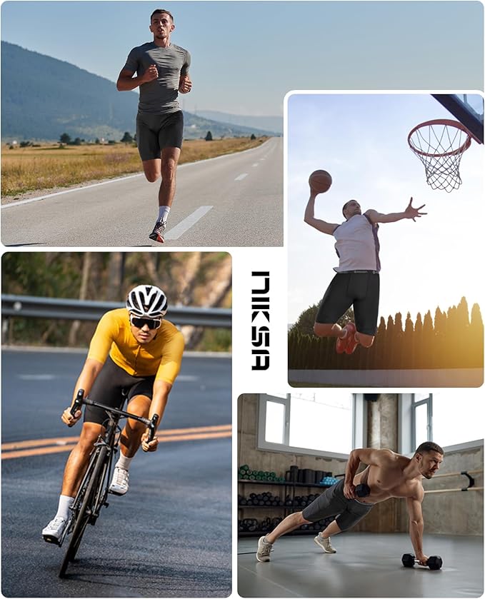 Pantalones cortos de compresión para hombre con bolsillo, para deportes, entrenamiento, correr