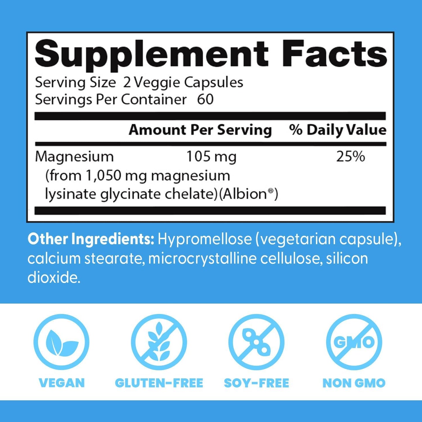 Doctor's Best High Absorption Magnesium Glysinate  105mg - 120 capsulas