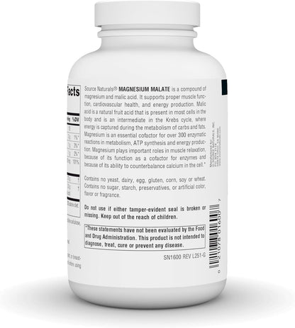 Source Naturals Malato de Magnesio, 3750 MG - 200 Cápsulas