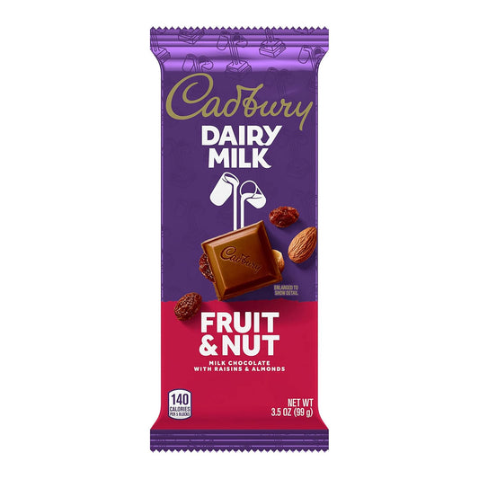 CADBURY DAIRY MILK - Caramelos de frutas y frutos secos, envueltos individualmente, barra de 99gr
