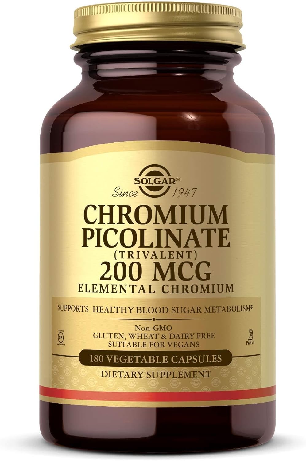 Solgar Picolinato de cromo de 200 mcg, 180 cápsulas vegetales