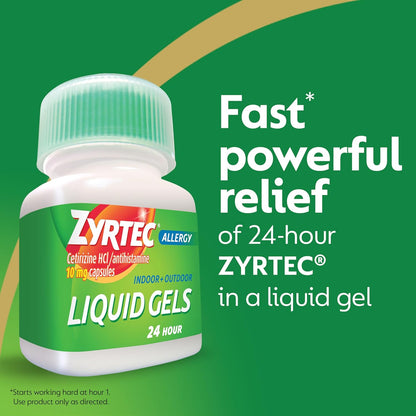 Zyrtec, Geles líquidos contra alergia, alivio por 24 horas, 40 unidades