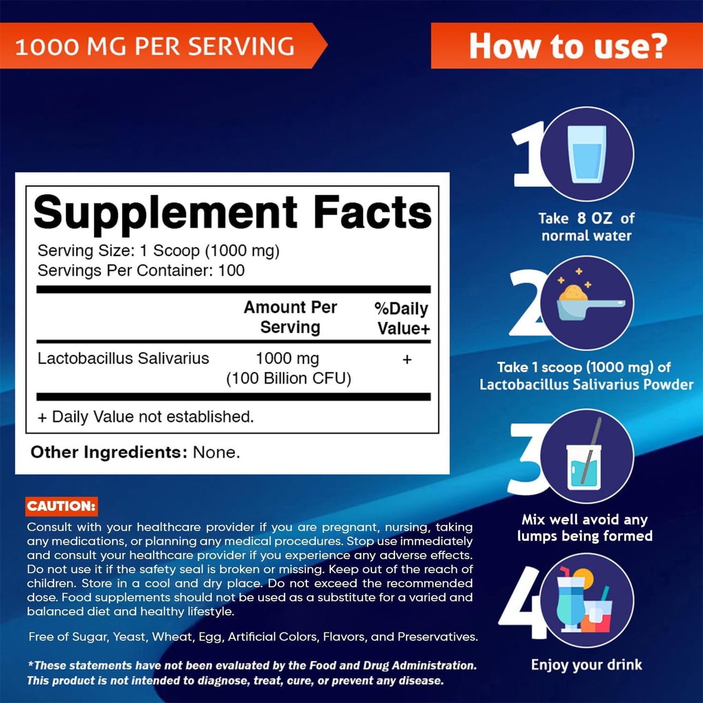 Vitamatic Lactobacillus Salivarius - Polvo probiótico - Soporte digestivo - 100gr