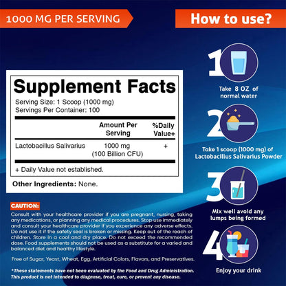 Vitamatic Lactobacillus Salivarius - Polvo probiótico - Soporte digestivo - 100gr