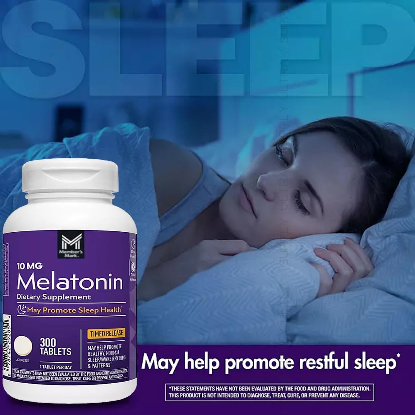 Melatonin - Member's Mark - 10mg  Liberacion prolongada - 300 Tabletas