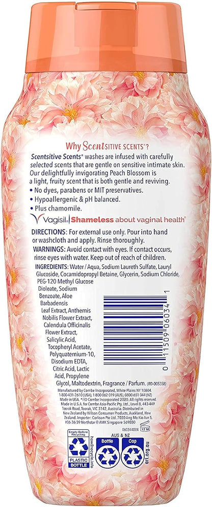 Vagisil Lavado Femenino para la Higiene del Área Íntima, Scentsitive Scents, Flor de Durazno, 354ml
