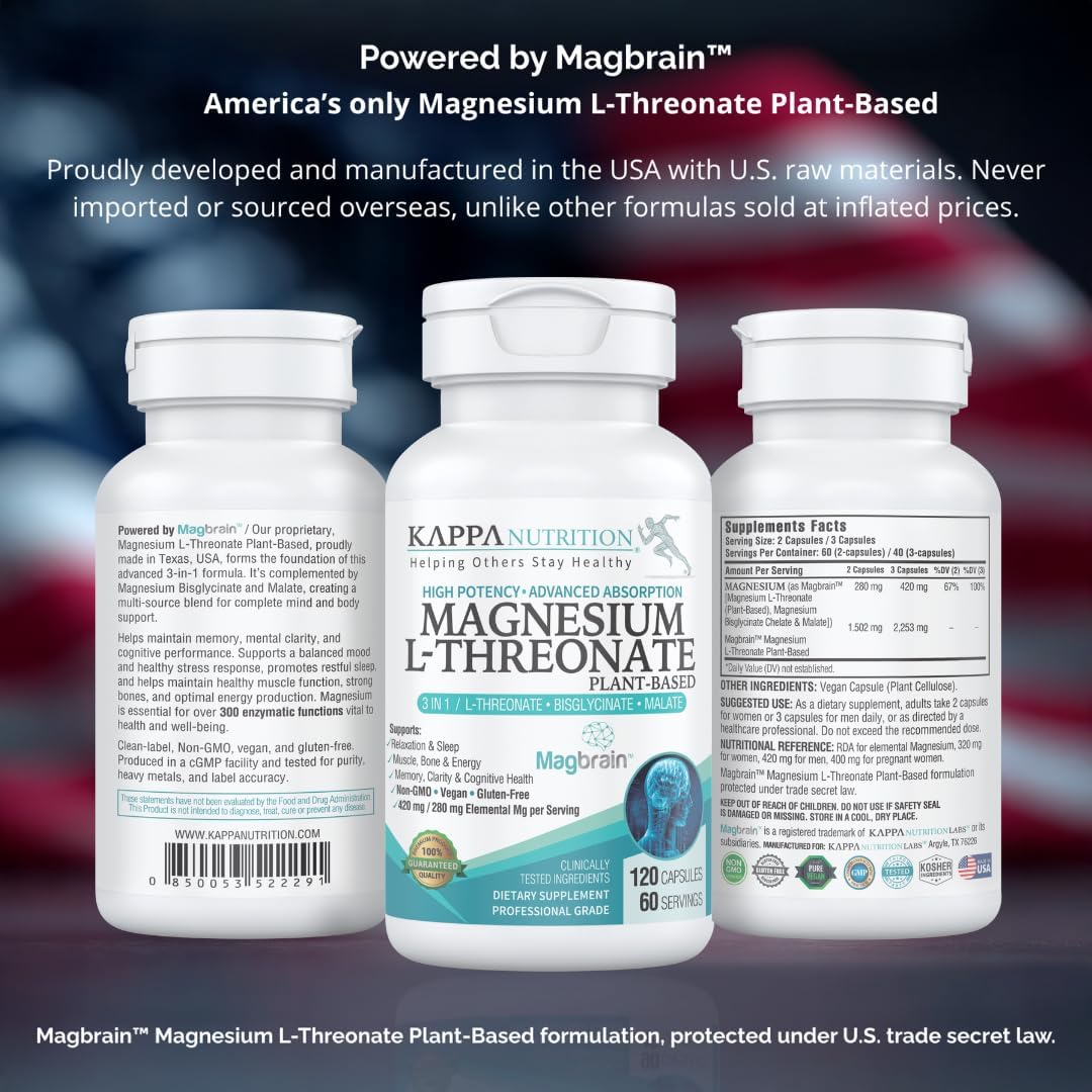 Kappa Nutrition, Magnesium L-Threonate Mag Brain, 120 capsulas
