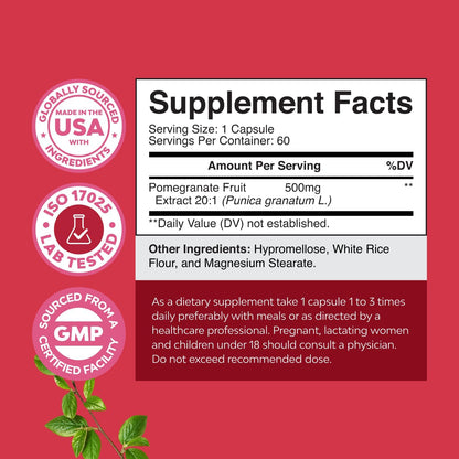 Nature`s Craft - Pomegranate Extract 500mg, 60 capsulas