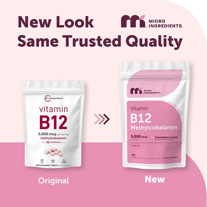 Micro Ingredients - Vitamina B12 methylcobalamin 5,000mcg - 240 tabletas