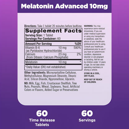 MELATONINA NATROL 10MG. ADVANCED SLEEP- TIME RELEASE en TABLETAS