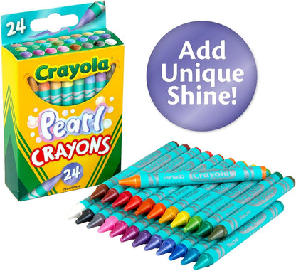 Crayola Crayones de perlas, colores nacarados, 24 unidades, suministros para colorear, regalo para niños de 3, 4, 5, 6 años