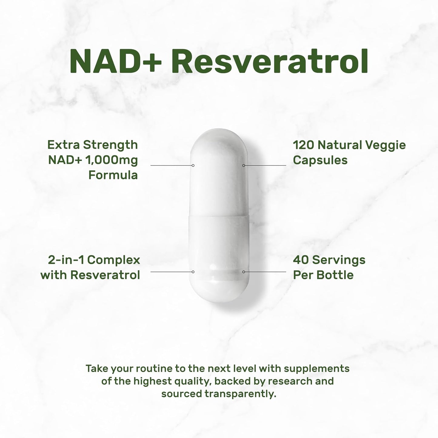 Deal Supplement - NAD+ RESVERATROL 1000mg, 120 capsulas