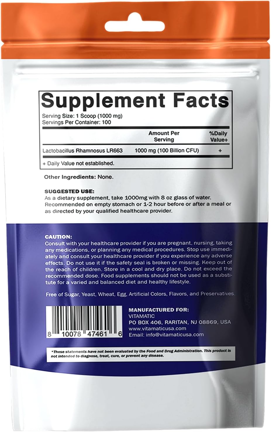Vitamatic Lactobacillus Rhamnosus - Apoyo para la salud digestiva - 100 gr