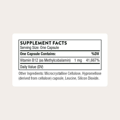 Thorne - Vitamina B12 as Methylcobalamin, 60 capsulas