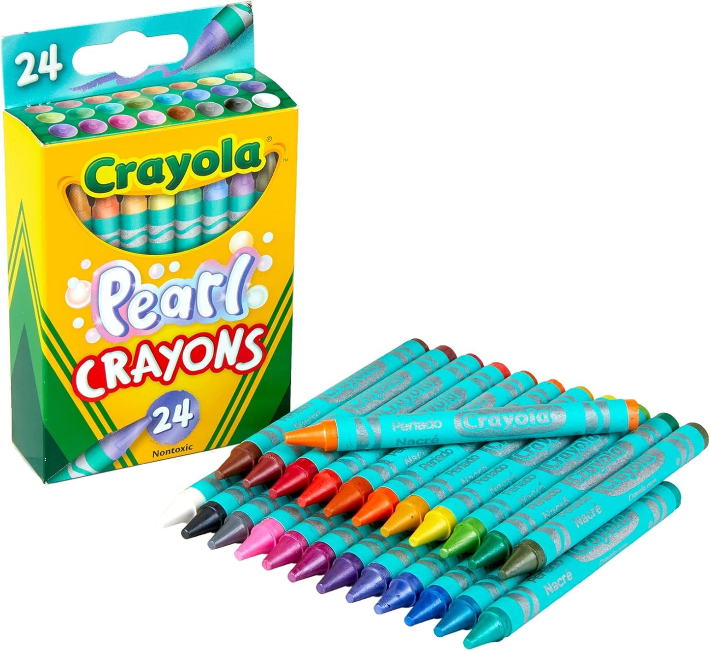 Crayola Crayones de perlas, colores nacarados, 24 unidades, suministros para colorear, regalo para niños de 3, 4, 5, 6 años