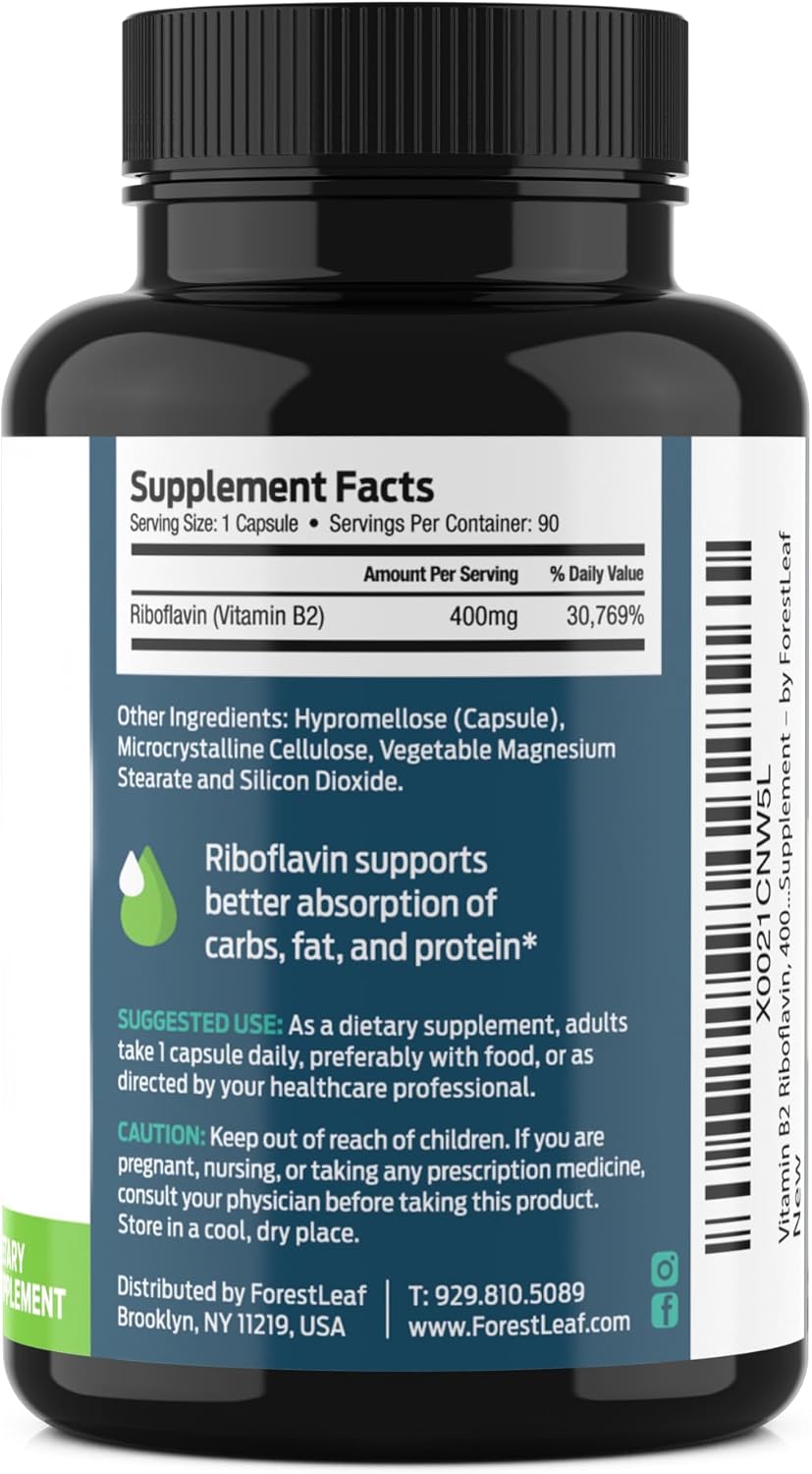 Rivoflavin  400 mg Vitamina B12 Forestleaf Formula Avanzada 90 Capsulas