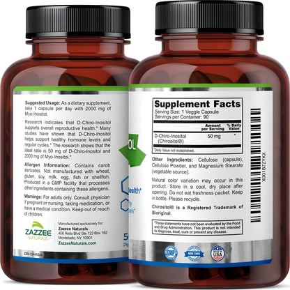 D-CHIRO INOSITOL 50 mg - 90  Capsulas  Zazze- Reproduccion y Fertilidad