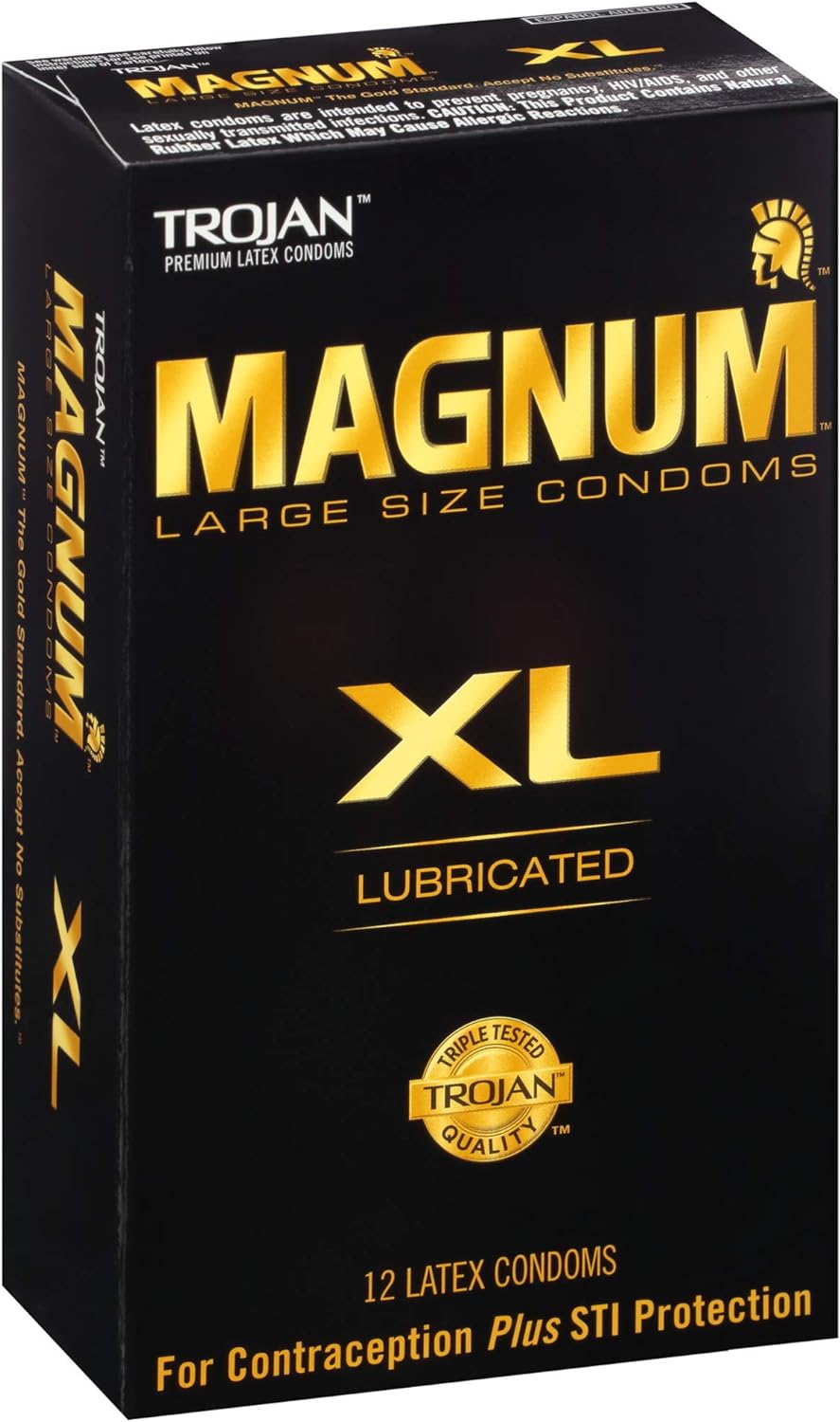 TROJAN Magnum XL Lubricated Premium Latex Condoms