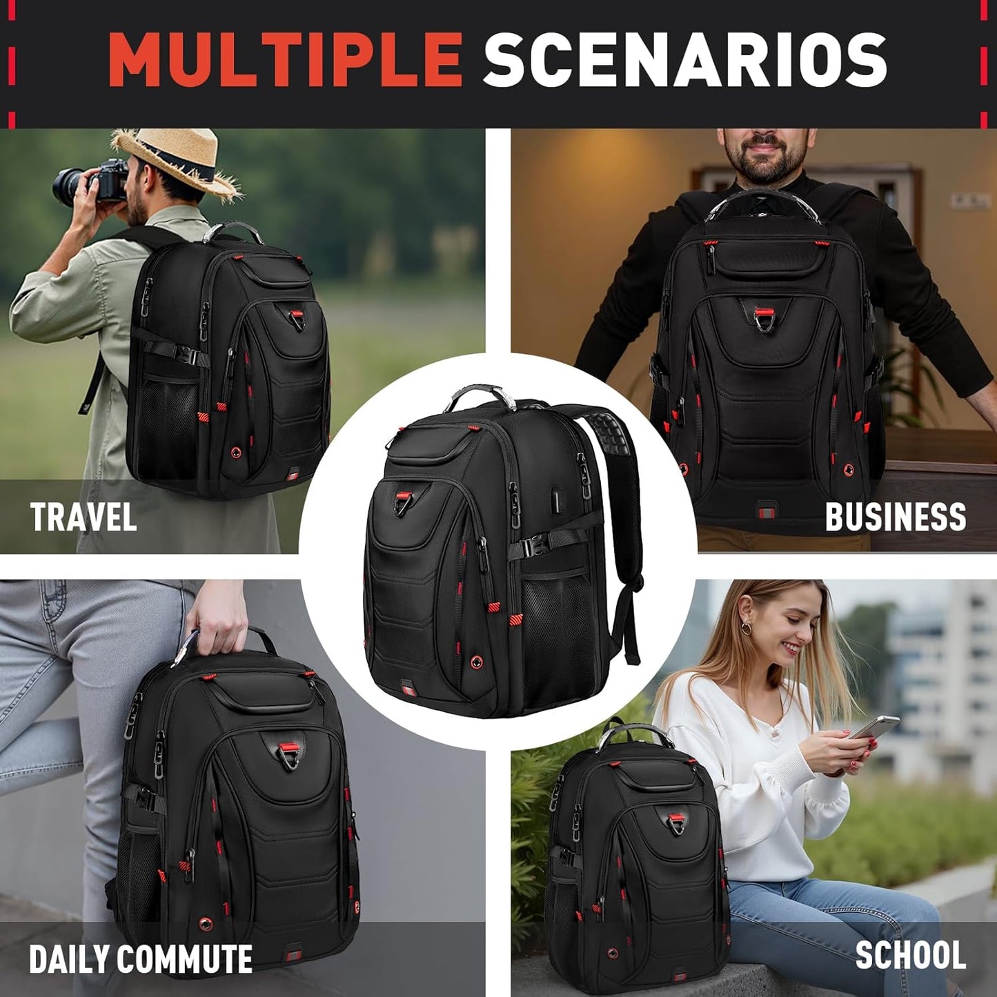 Z-MGKISS Mochila de viaje extra grande de 55 Litros, mochila para laptop de hasta  18.4 pulgadas