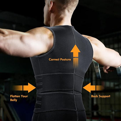 Chaleco de sauna para hombre - Cinturón doble para sudar y moldear el cuerpo para entrenamiento en el gimnasio
