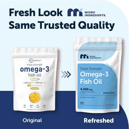 Microingredients , Omega-3 Fish oil  4200mg - 1,200mg EPA + 900mg DHA -  capsulas sabor a limon