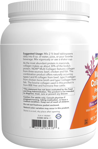 Now - Multi Collagen protein I, ll & lll con vitamina C y extracto de semilla de uva - 454g