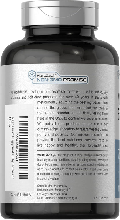 Horbäach - Magnesium Bisglycinate |750mg |  120 capsulas
