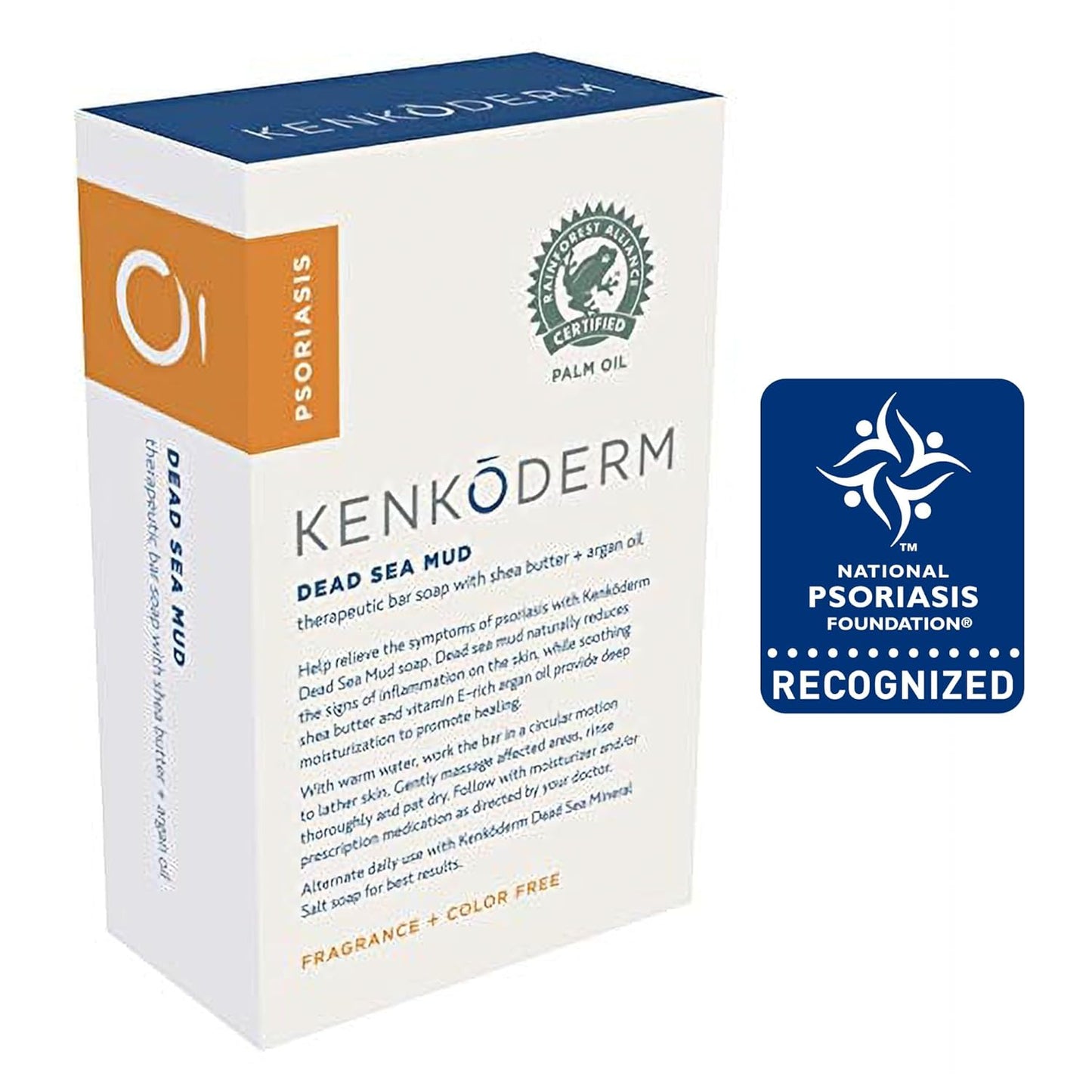 Kenkoderm Jabón de lodo del Mar Muerto de Psoriasis con aceite de argán y manteca de karité, 120gr