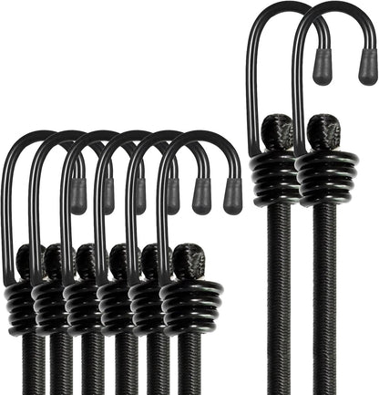 BEXSLE Cuerdas elásticas con ganchos, resistentes para exteriores, de grado industrial para asegurar lonas, equipaje y otros.