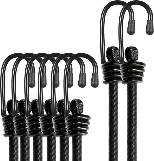 BEXSLE Cuerdas elásticas con ganchos, resistentes para exteriores, de grado industrial para asegurar lonas, equipaje y otros.