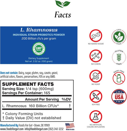 Lactobacillus Rhamnosus Probiotic Powder 200 mil millones de ufc | 100gr