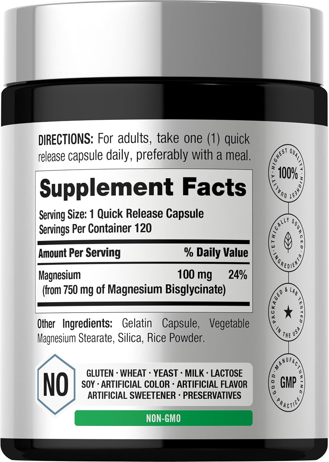 Horbäach - Magnesium Bisglycinate |750mg |  120 capsulas
