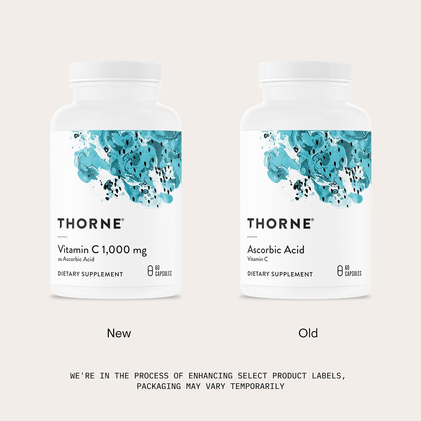 Thorne - Vitamina C 1000mg as Ascorbic Acid, 60 capsulas