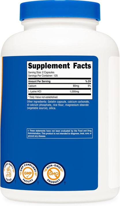 Nutricost - L- Lysine / L- Lysine HCI 1000mg, 250 Capsulas